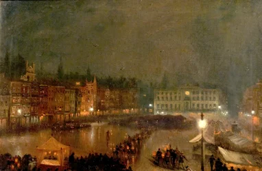 Fackelzug der Robin Hood Rifles, Nottingham Marktplatz, 1896