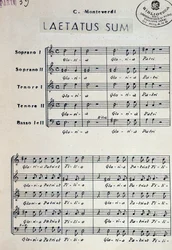 Musikalische Partitur von Dixit dominus von Monteverdi