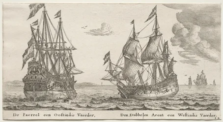 Verschiedene Schiffe und Ansichten von Amsterdam, Teil II: Die Perle und Ostindienfahrer, Der Doppeladler, ein Westindienfahrer