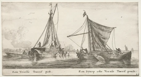 Verschiedene Schiffe und Ansichten von Amsterdam (Verscheyde Schepen en Gesichten van Amstelredam), Teil II: Ein friesischer Torfkahn. Der Dÿnop, nahe dem Veensche Torfteich