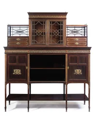 Spätviktorianischer eingelegter Seitenschrank