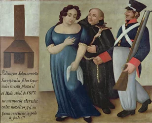 Policarpa Salavarrieta (La Pola) auf dem Weg zur Hinrichtung in Bogota am 14. November 1817