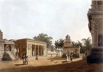 Eine Ansicht innerhalb der Mauern einer Pagode, Madras, Tafel 10 aus 