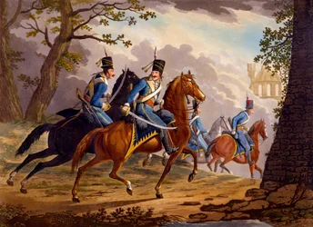 Österreichische Husaren auf der Verfolgung des Feindes, 1799