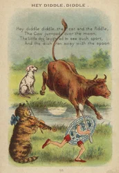 Kinderlied: Hey Diddle, Diddle (Chromolithografie)