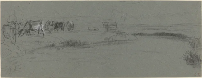 Flussufer mit Vieh