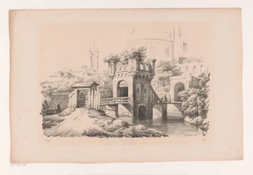 Brücke mit bewachsenem Turm