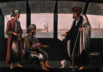 Araber an Bord der Swiftsure, graviert von Joseph Constantine Stadler, veröffentlicht von I. White, London