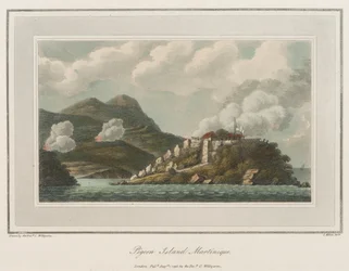 Taubeninsel in Martinique. Lithographie von Reverend Cooper Willyams (1762-1816)