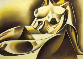 Abstrakte Goldene Frau