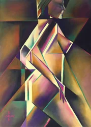 Geometrische Frau in Bewegung