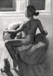 Nackte Frau am Fenster