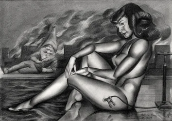 Nachdenklicher Pinup-Gnom