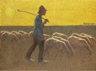 Hirte mit Schafen