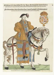 Porträt von Ferdinand von Tirol zu Pferd