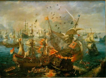 Die Explosion des spanischen Admiralsschiffes