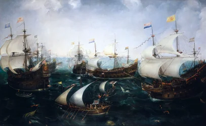 Heemskerks Niederlage der Spanier in Gibraltar, 25. April 1607 (um 1619)
