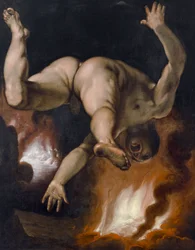 Der Fall des Ixion (Der König der Lapithen, nackt, fällt ins Höllenfeuer)