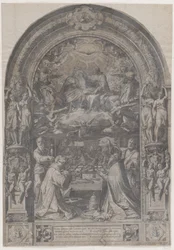 Die Krönung der Jungfrau mit dem heiligen Laurentius, dem heiligen Paulus, dem heiligen Petrus und dem heiligen Sixtus, 1576.