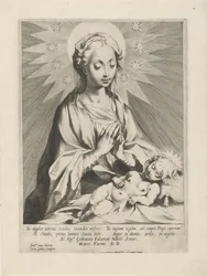 Maria betet das Christuskind an