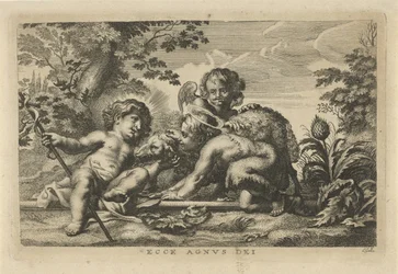 Johannes der Täufer und das Christuskind mit Lamm und Engel