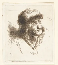 Alte Frau mit Pelzmütze