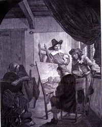 Der Patron und der Maler, nach einem Gemälde des 17. Jahrhunderts von Cornelis Bega, 18. Jahrhundert