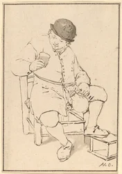 Sitzender Bauer mit Krug, ca. 1763