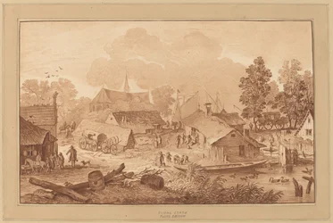 Dorf mit Teich