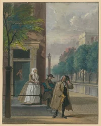 Szene aus einem Lustspiel („De ontdekte Schijndeugd“ von Lingelbach)