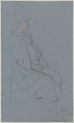 Sitzender Quäker, Profil nach rechts