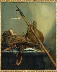 Stillleben mit Krug, Krustentieren und Fisch