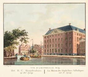 Ansicht von Amsterdam Nr. 19. Das R.C. Maagdenhuis am Spuij. Das Haus der katholischen Waisenmädchen am Spuij, 1825