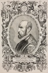 Porträt von Abraham Ortelius (1528-1598), Gravur von Cornelius Galle der Ältere (1576-1650) aus L