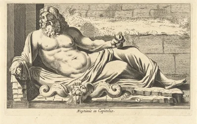 Statue von Neptun am Brunnen auf dem Kapitol in Rom