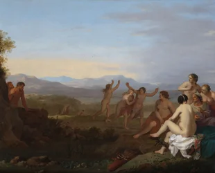 Satyrn spähen auf Nymphen