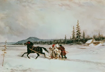 Bewohner beim Schlittenfahren, c.1855