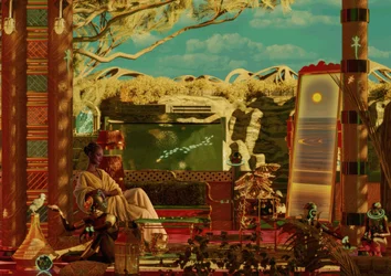 Frau in exotischer Traumlandschaft