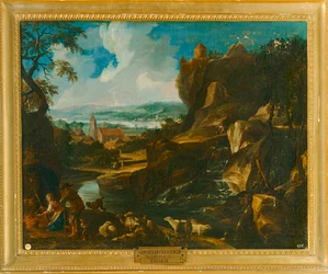 Landschaft mit Dorf