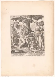 Mann in Gesellschaft von Venus, Ceres und Bacchus