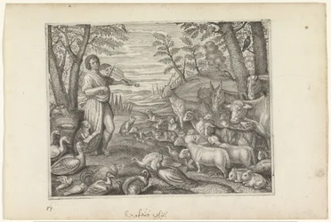 Orpheus bezaubert die Tiere mit seiner Musik