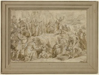 Moses schlägt Wasser aus dem Felsen