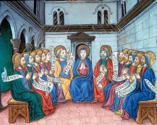 Die Ausschüttung des Heiligen Geists (c.141v). 1476