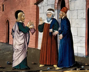 Judas geht zum Priester und gesteht seinen Verrat an Christus, aus dem Leggendario Sforza-Savoia