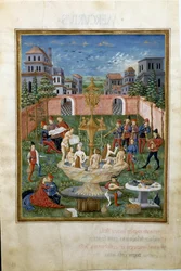Einfluss der Venus: der Garten der Liebe und der Jungbrunnen (Miniatur, ca. 1470)