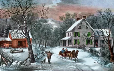 Amerikanisches Gehöft im Winter, 1868