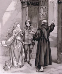 Eintritt Pater Laurence und Romeo, Illustration aus Romeo und Julia