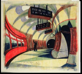 Die U-Bahn, ca. 1932 (Linolschnitt)