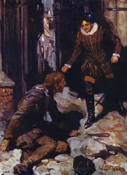 Er fiel auf die Pflastersteine, und ich stand über ihm, während er lag und stöhnte