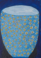 Blaue Gänseblümchenvase